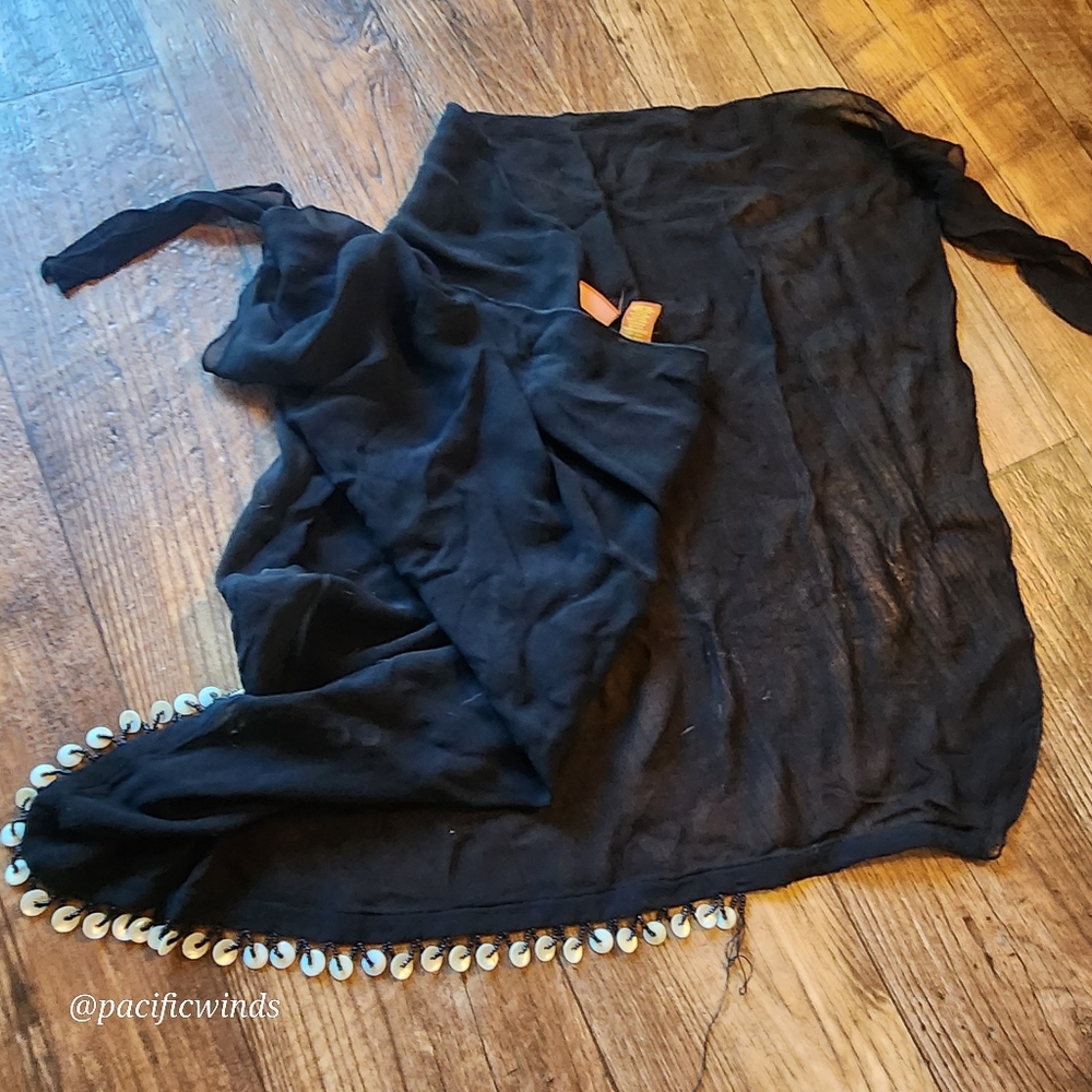 SUN COVERS BLACK SWIM COVER UP SHEER ONE SIZE 100% RAYON